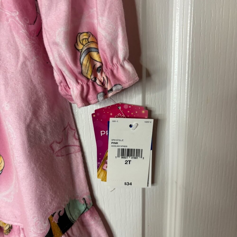 Disney Toddler Girls Princess Long Sleeve Nightgown Pajama Sleepwear, Size 2T - Picture 3 of 5